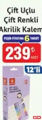 ARTİCOLO ÇİFT UÇLU ÇİFT RENKLİ AKRİLİK KALEM 12'Lİ fiyat ve kampanya bilgisi